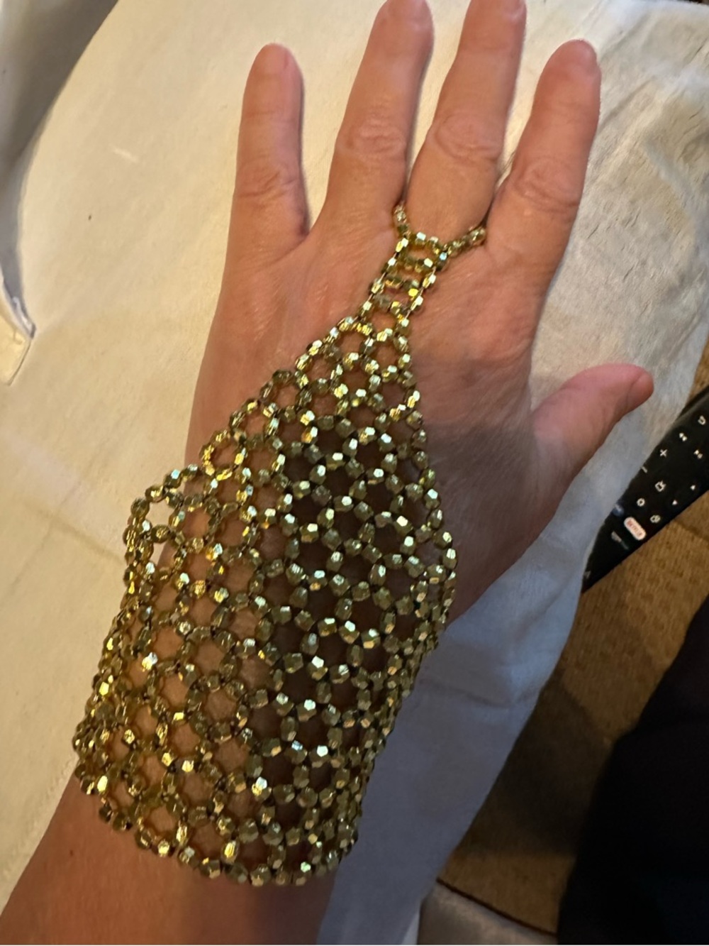 Gold-tone Mesh Hand Bracelet